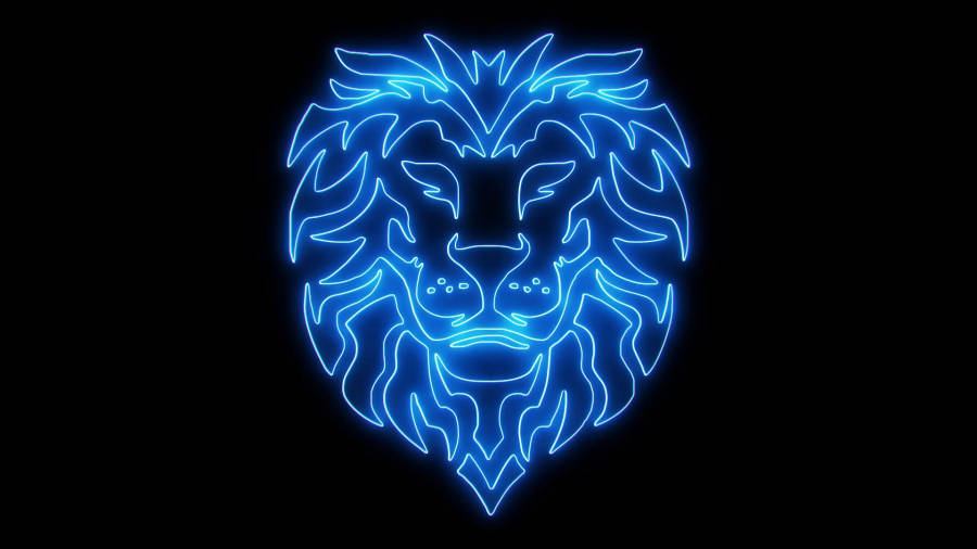 Neon Blue Lion Head Wallpaper