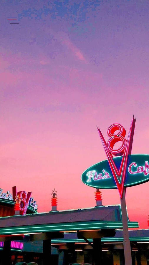 Neon Café Signage Retro Aesthetic Iphone Wallpaper