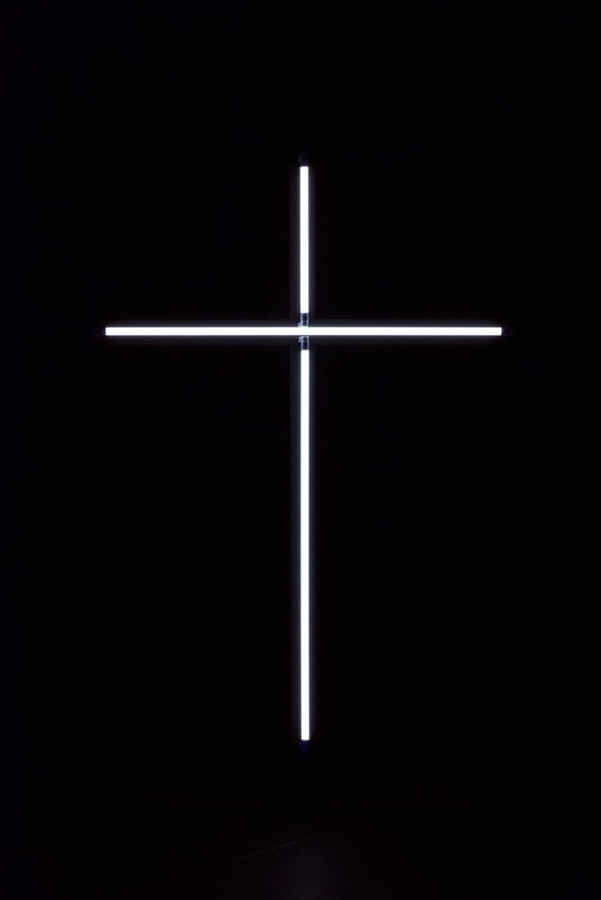 Neon Cross Minimalist Mobile Wallpaper