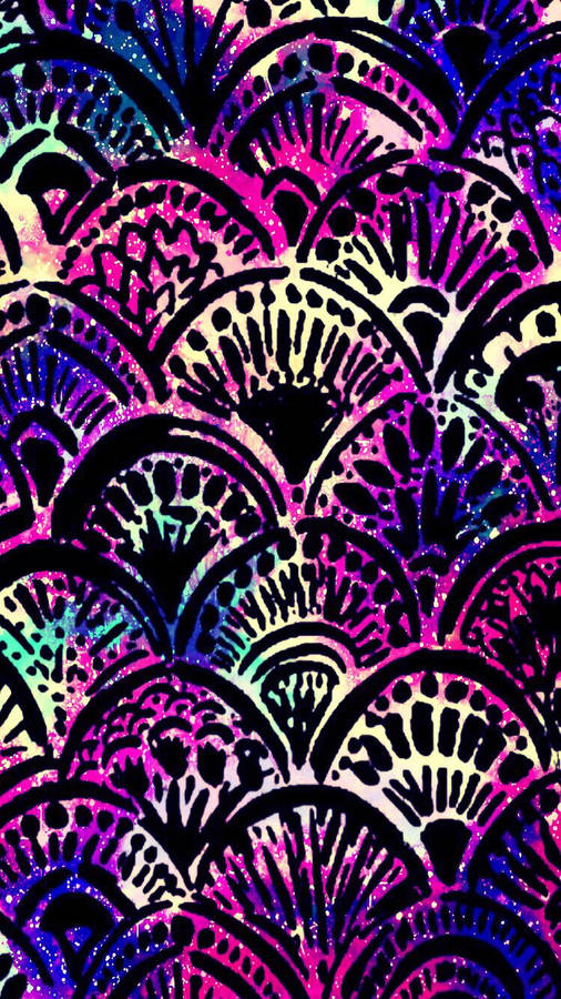 Neon Fan Tribal Pattern Wallpaper