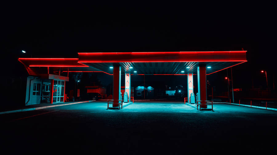 Neon Gas Station Wallpaper