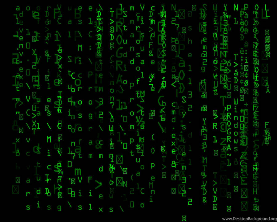 Neon Green Alphanumeric Matrix Wallpaper