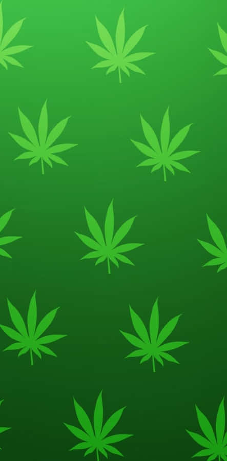 Neon Green Cannabis Leaf Pattern Wallpaper