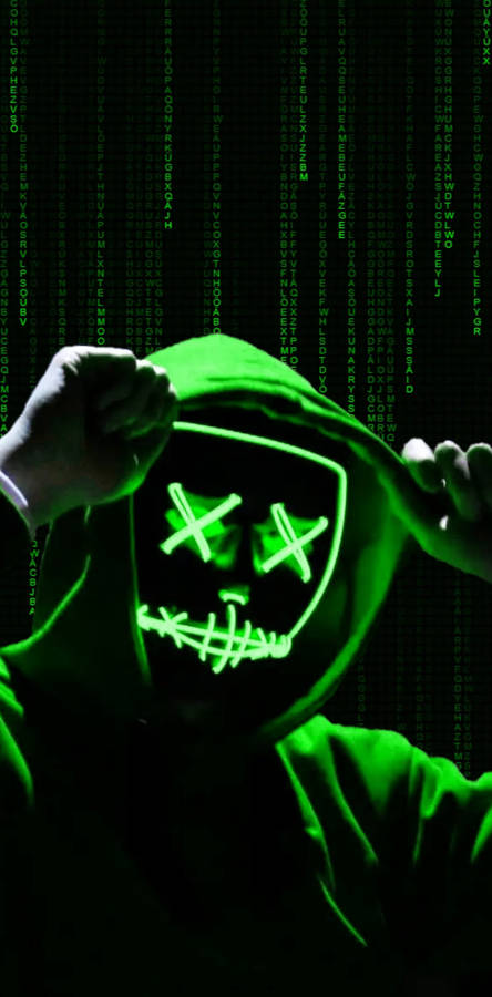 Neon Green Hacker Mask Wallpaper