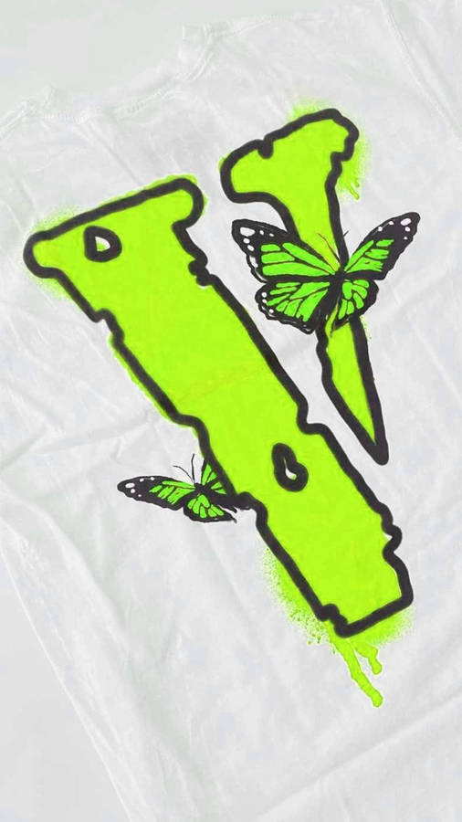 Neon Green Logo And Butterflies Vlone Pfp Wallpaper