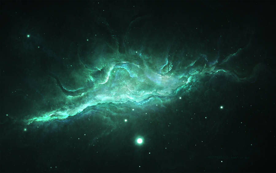 Neon Green Nebula Wallpaper