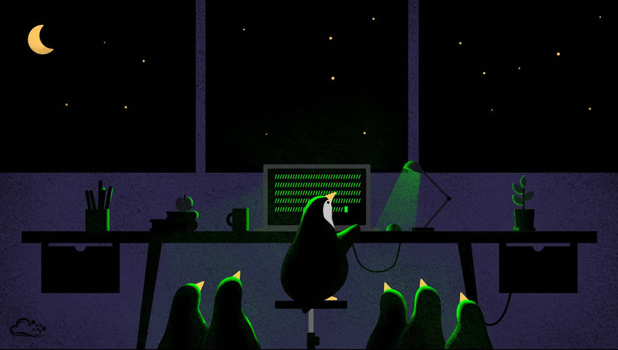 Neon Green Penguins Wallpaper