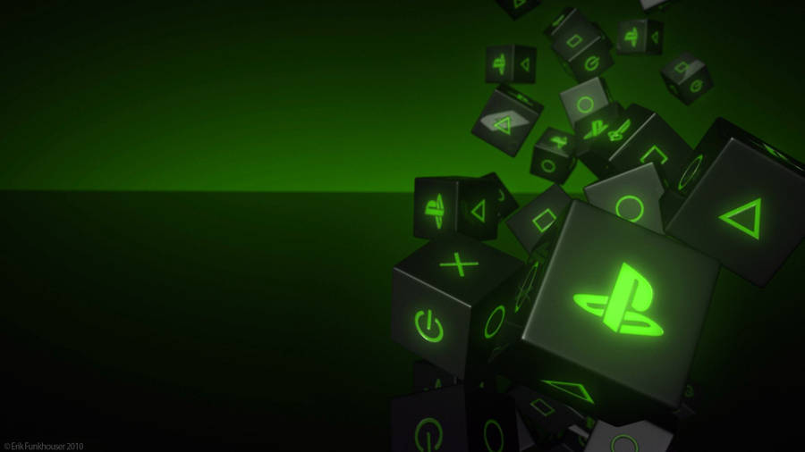 Neon Green Playstation Blocks Wallpaper