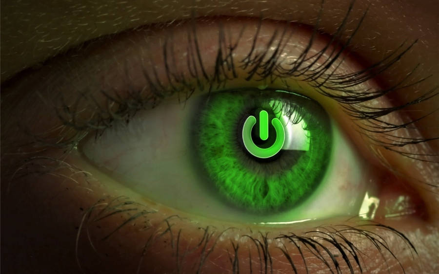 Neon Green Power Button Eye Wallpaper