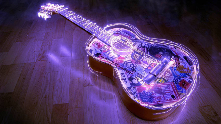 Neon Guitar Google Meet Background Wallpaper