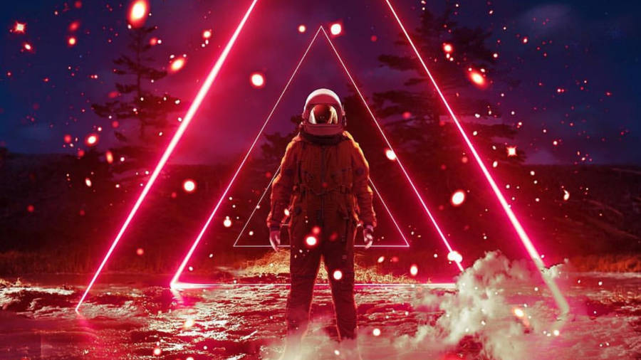 Neon Light Astronaut Digital Art Wallpaper