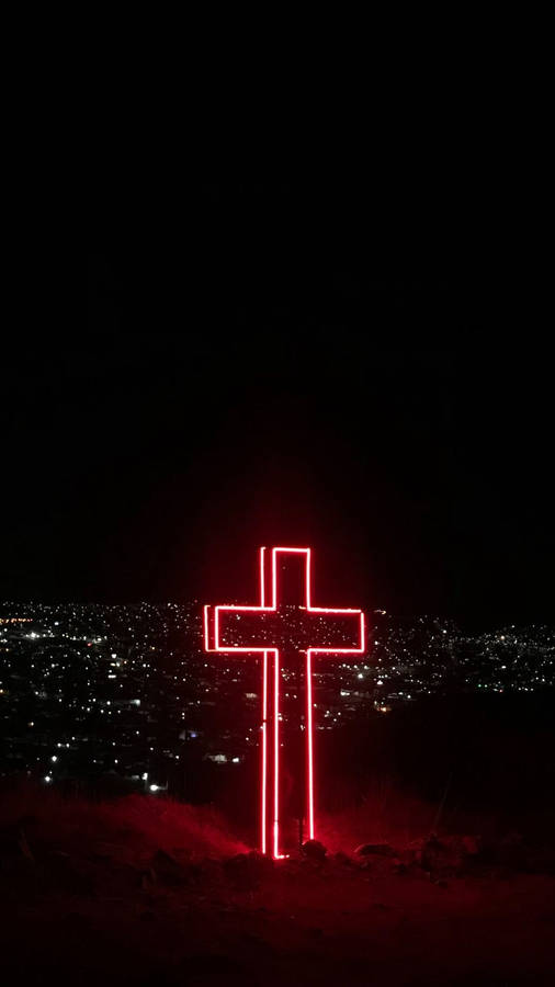 Neon Light Cross Christian Iphone Wallpaper