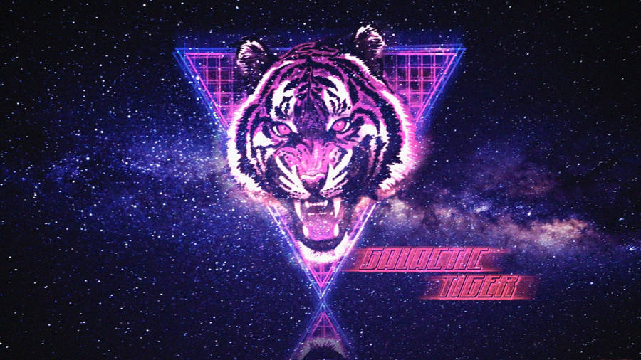 Neon Lights Galactic Tiger Wallpaper