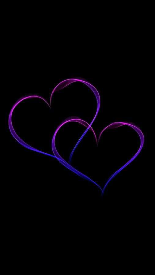 Neon Love Hearts Black Background Wallpaper