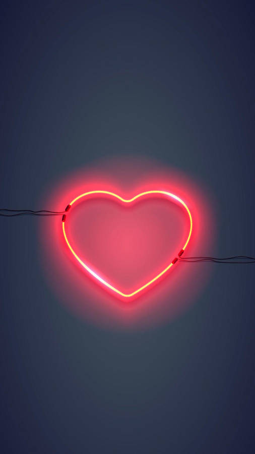 Neon Orange Aesthetic Heart Wallpaper