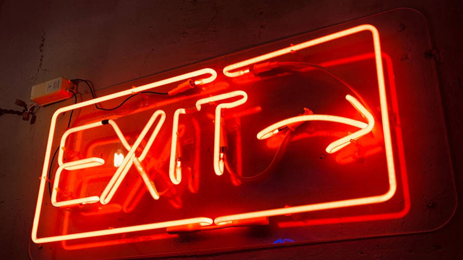 Neon Orange Led Exit Signage Wallpaper