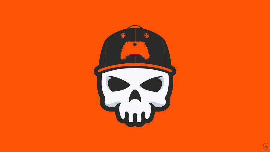 Neon Orange Skull Wallpaper