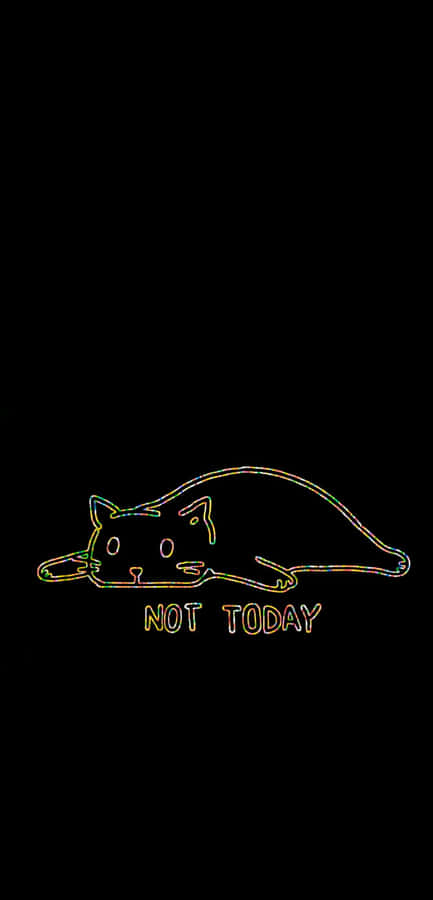 Neon_ Outline_ Sad_ Cat_ Not_ Today Wallpaper