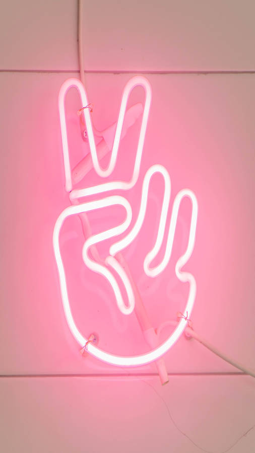 Neon Pink Aesthetic Peace Sign Wallpaper