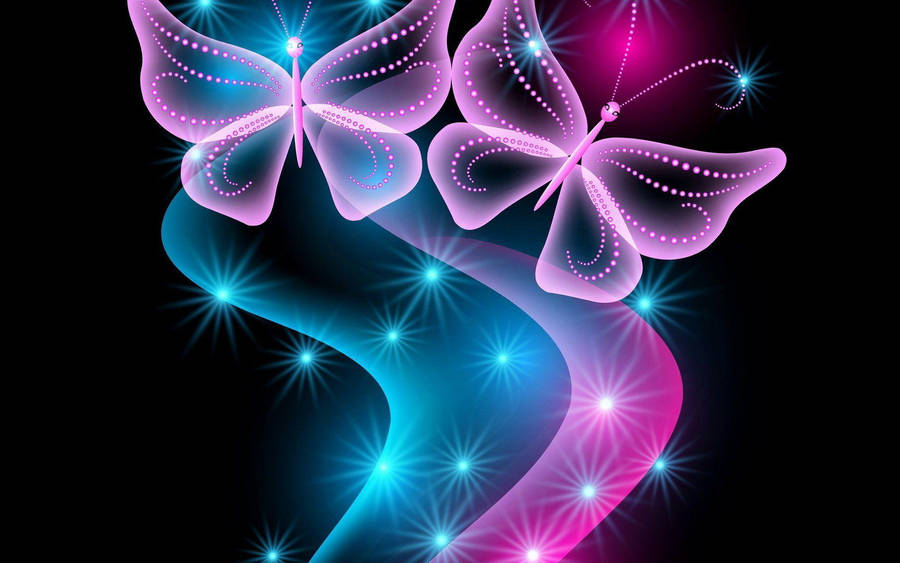 Neon Pink Butterflies Leaving Trails Wallpaper