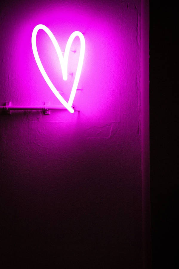 Neon Pink Heart Sign Wallpaper