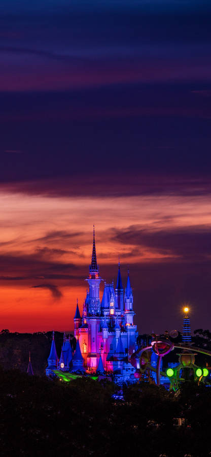 Neon Purple Disneyland Castle Wallpaper