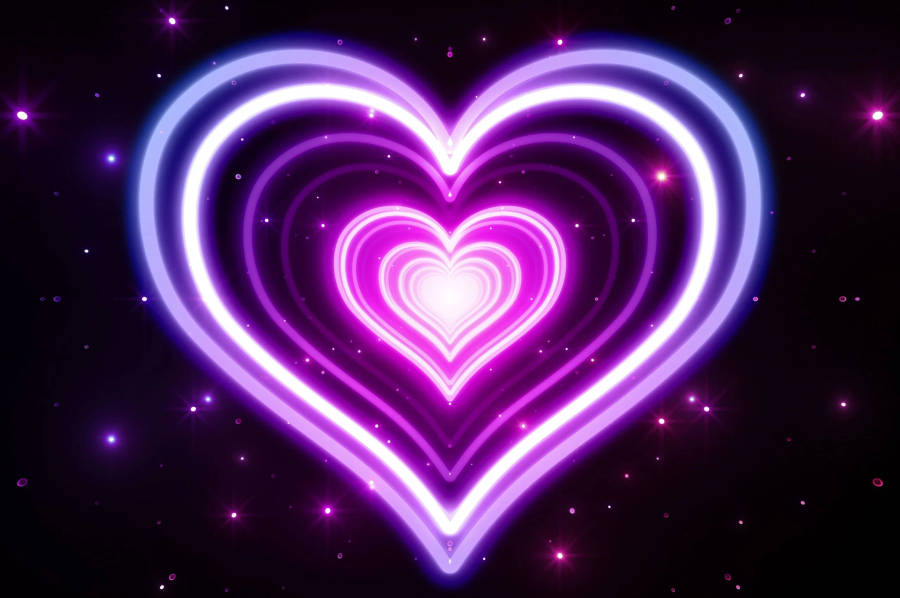 Neon Purple-pink Wildflower Heart Wallpaper