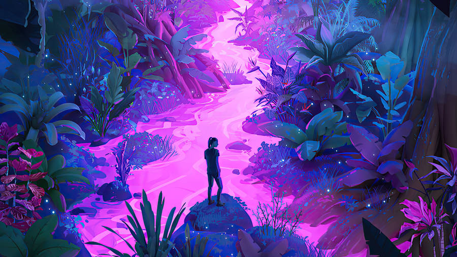 Neon Purple River Wallpaper