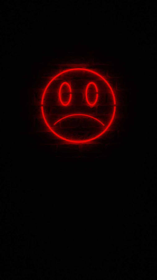 Neon Red Mood Off Sad Emoji Wallpaper