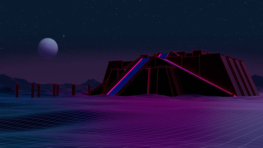 Neon Retrowave Ziggurat Wallpaper
