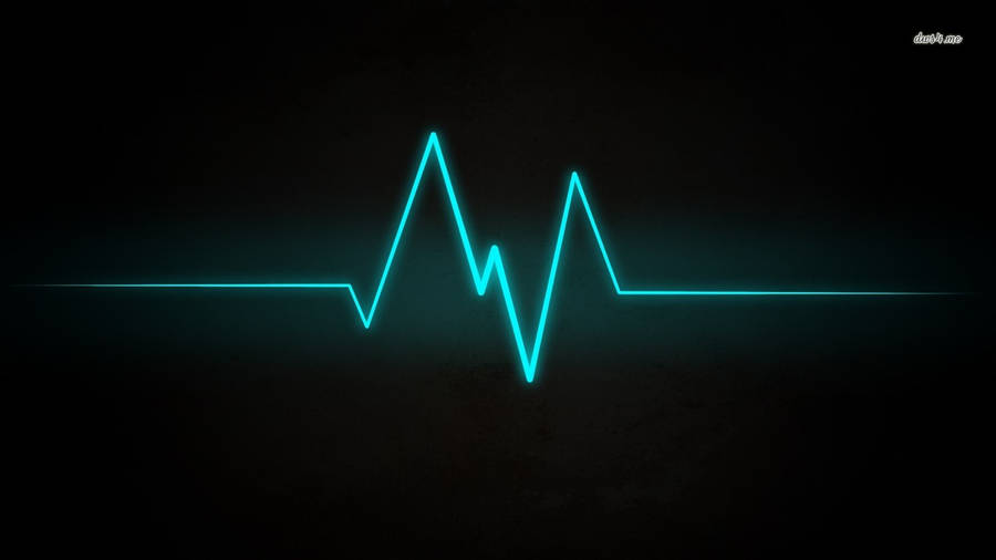 Neon Teal Heartbeat Wallpaper