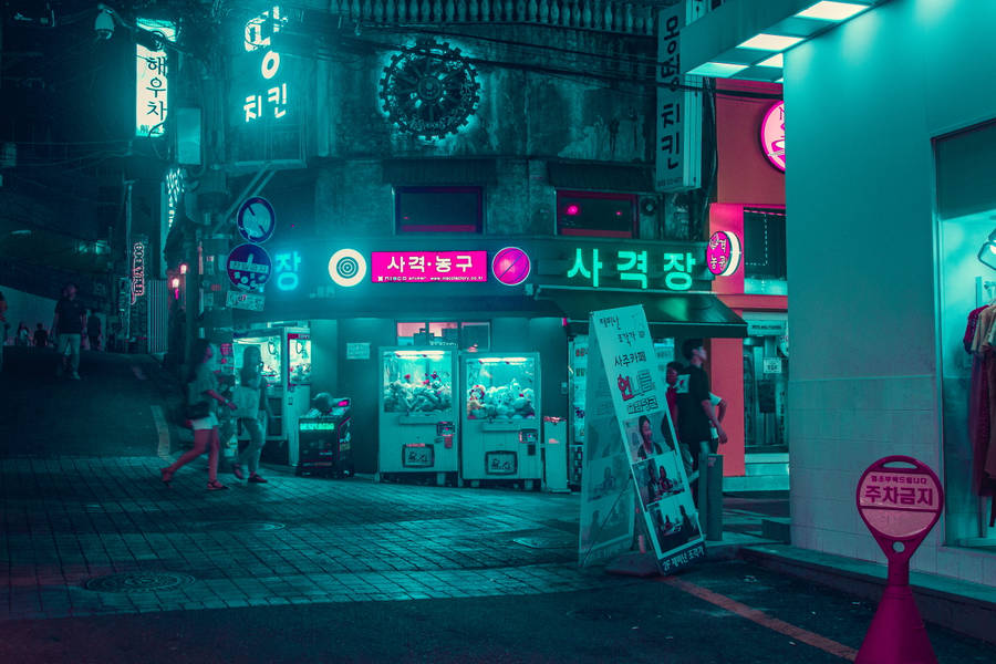 Neon Teal Street 4k Pc Wallpaper