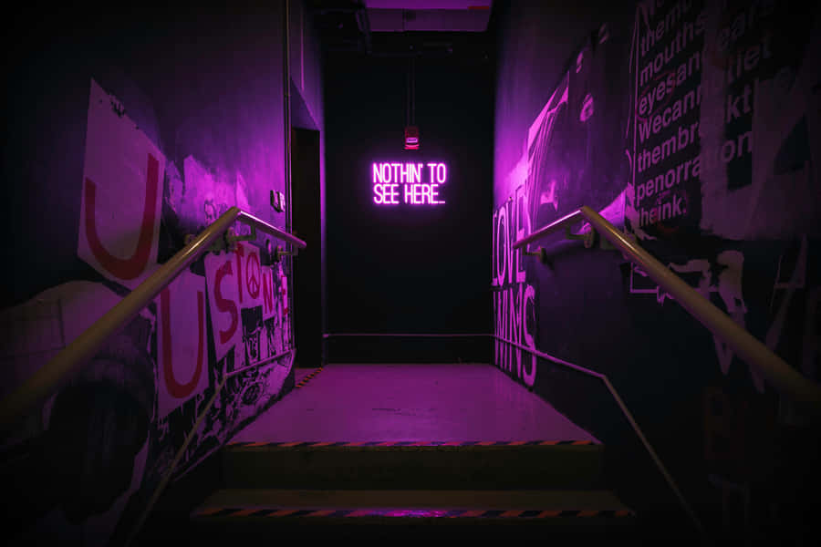 Neon Urban Staircase Wallpaper