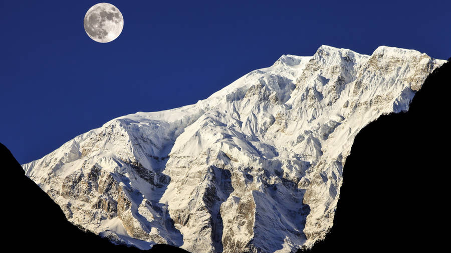 Nepal Annapurna Full Moon Wallpaper