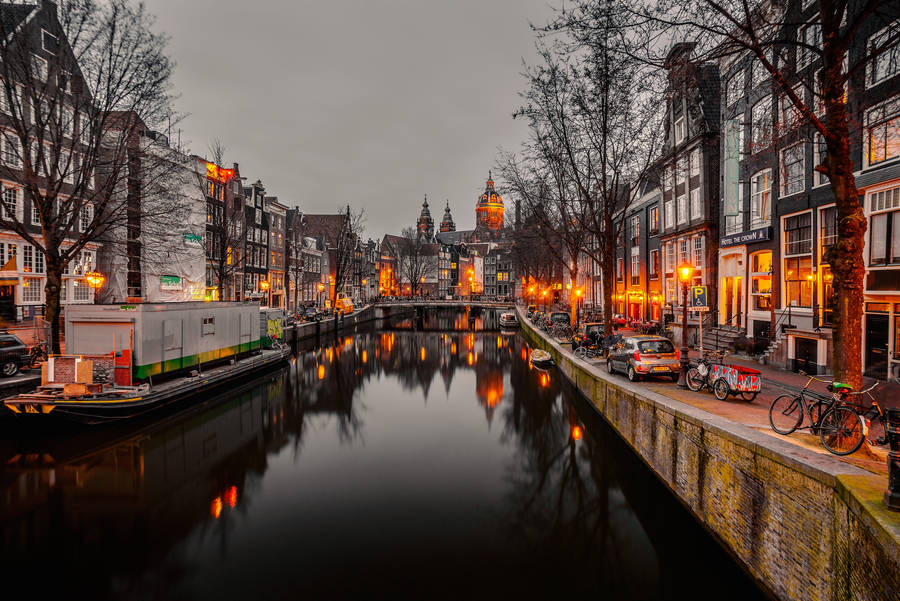 Netherlands Spiegelgracht Canal Houses Wallpaper