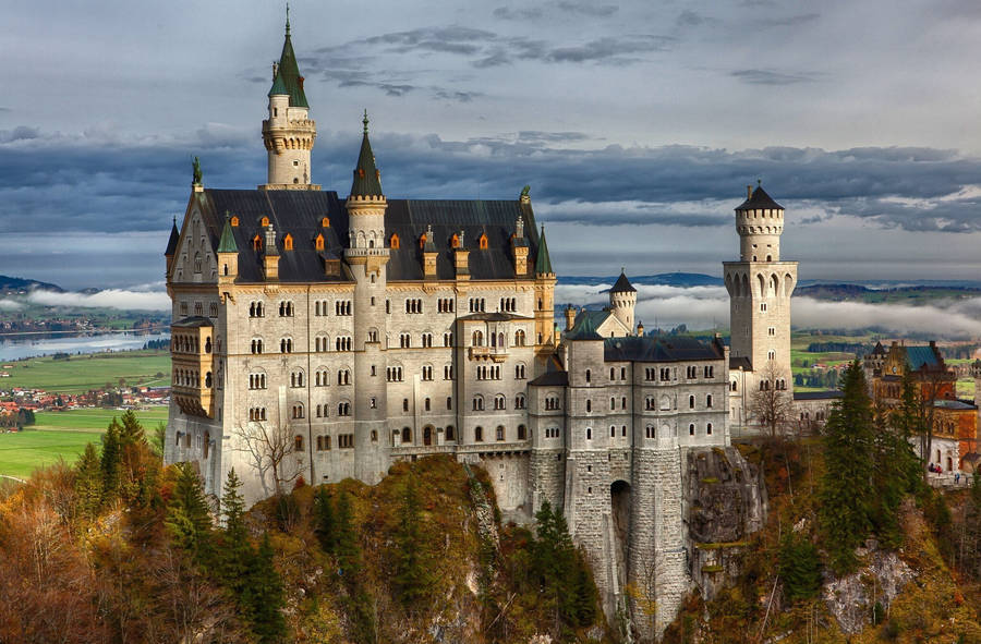 Neuschwanstein Castle Brown Trees Wallpaper