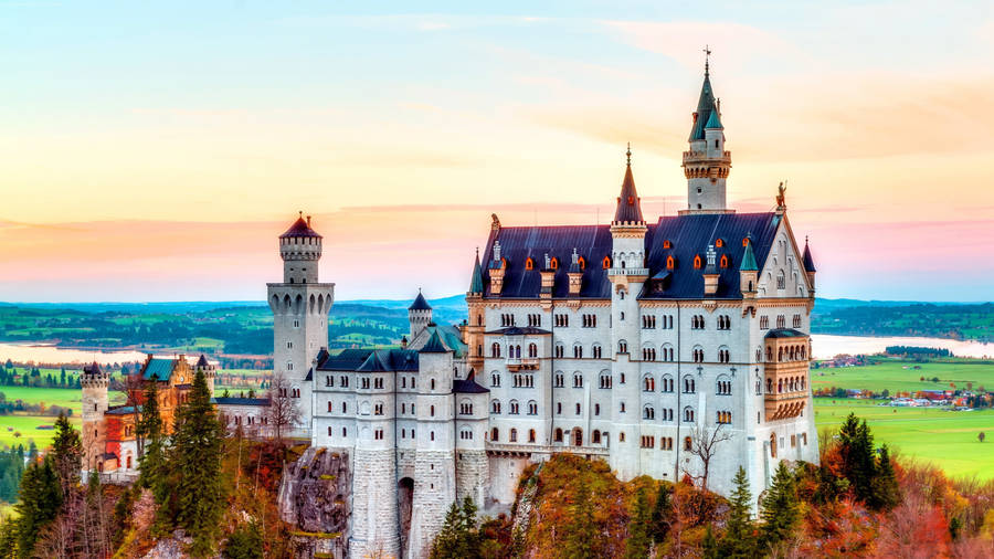 Neuschwanstein Castle Colorful Sunset Wallpaper