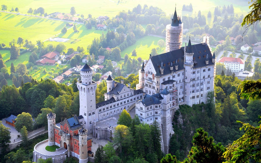 Neuschwanstein Castle Isometric Forest Wallpaper