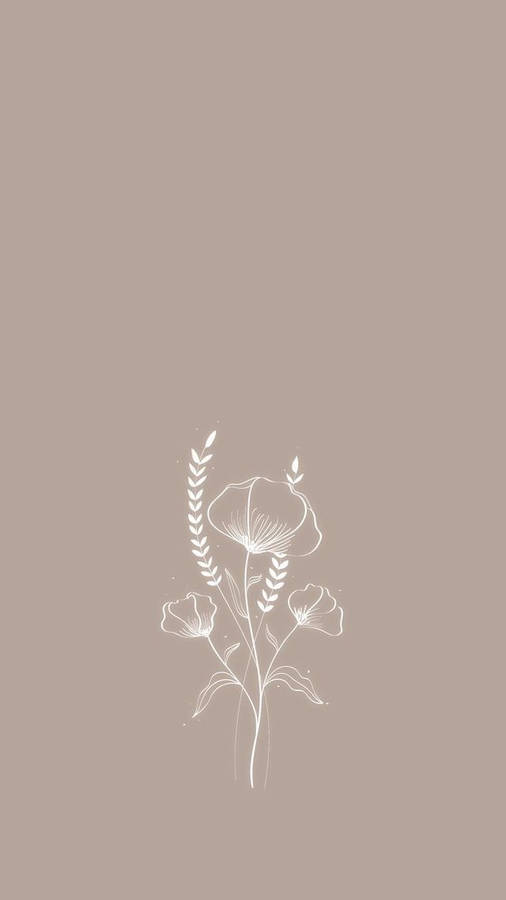 Neutral Iphone Flower Art Wallpaper