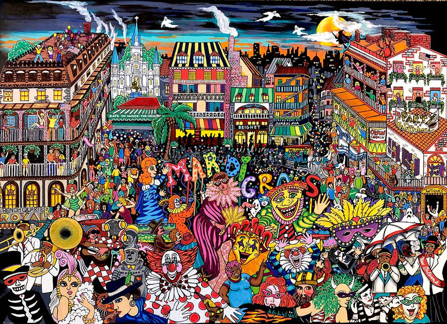 New Orleans Mardi Gras Doodle Art Wallpaper