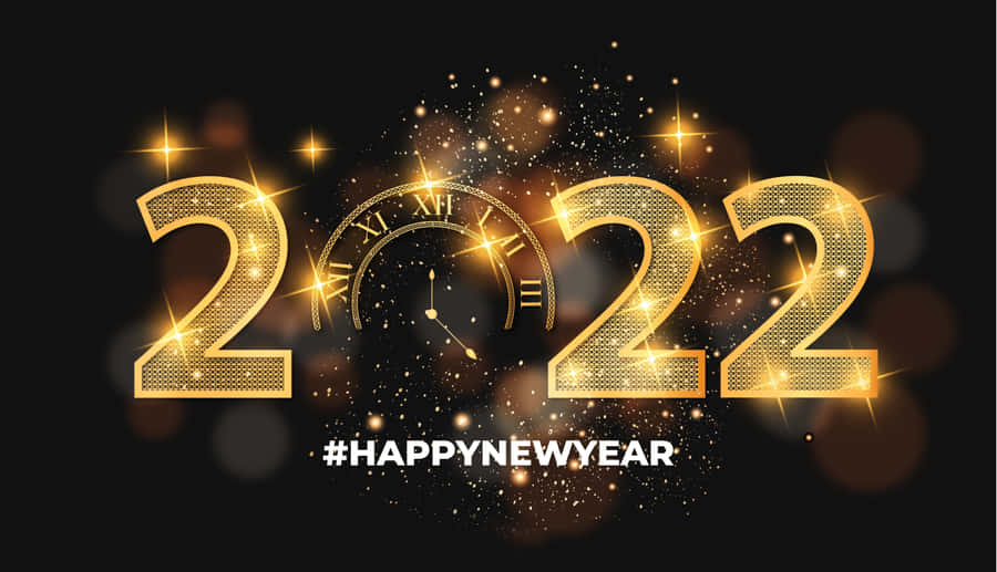 New Year 2022 Gold Clock Wallpaper