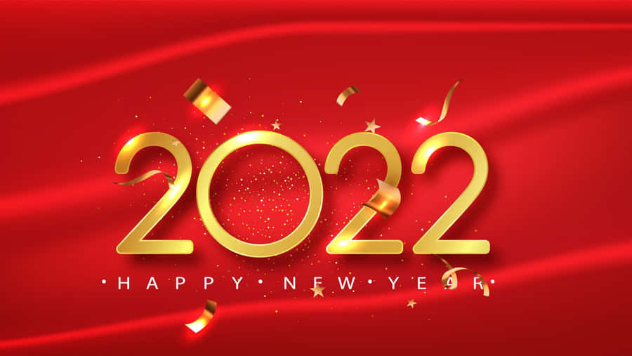 New Year 2022 Gold On Red Wallpaper