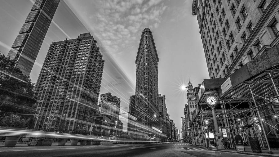 New York Black And White Flatiron View Wallpaper