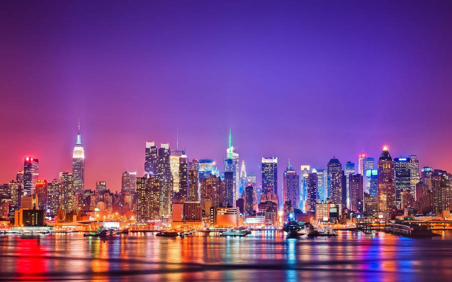 New York City Skyline At Night Wallpaper