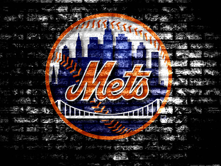 New York Mets Logo On Bricks Wallpaper
