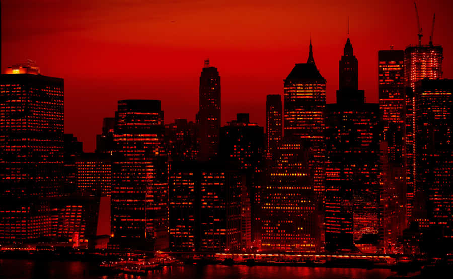 New York Skyline Black And Red Aesthetic Wallpaper