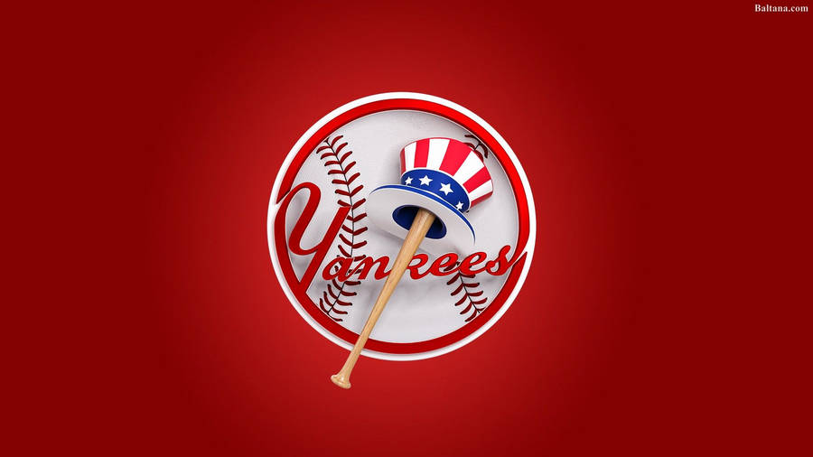 New York Yankees 3d Red Hat Logo Wallpaper