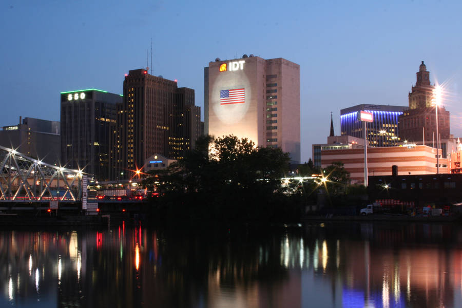 Newark Skyline Reflecting On Water Wallpaper