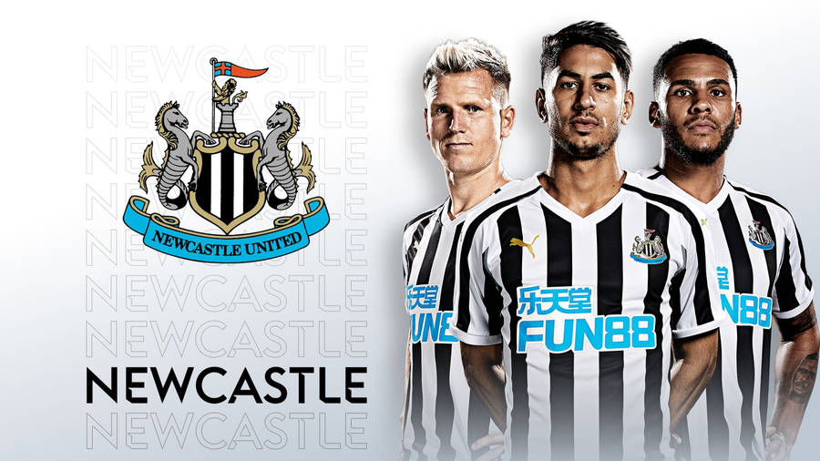 Newcastle United Fc Logo And Players Wallpaper