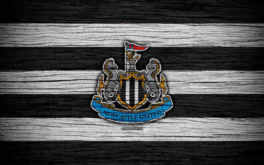 Newcastle United Fc Logo On Wood Wallpaper